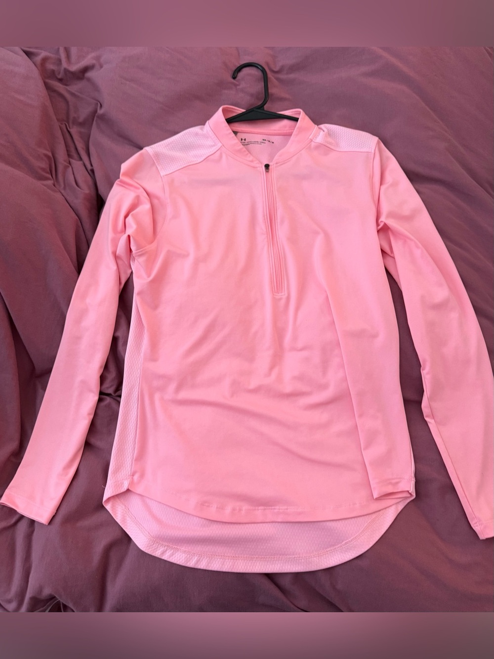 Under Armour Girls Pink Long-Sleeve Quarter-Zip Performance Top